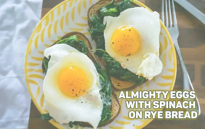 Almighty eggs with spinach on rye bread